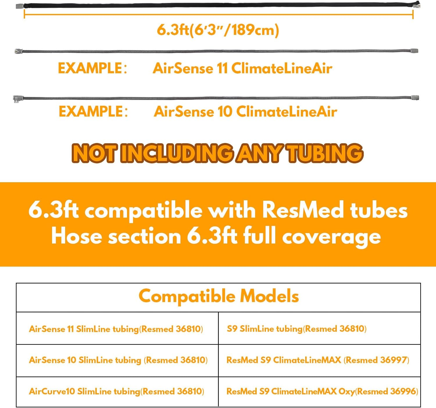 Healvaluefit CPAP Hose Cover Cat Proof, 6.3Ft CPAP Tubing Cover Full Length Zipper Easy to Install and Remove, Compatible with Resmed Airsense 10 & 11 Tubing image number 1