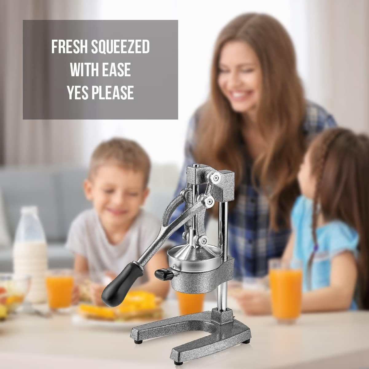 Homodoskey Cast Iron Citrus Juicer | Extra-Large Commercial Grade Manual Hand Press | Heavy Duty Countertop Squeezer for Fresh Orange Juice (Bonus Stainless Steel Cup) (Gray) - Gray image number 3