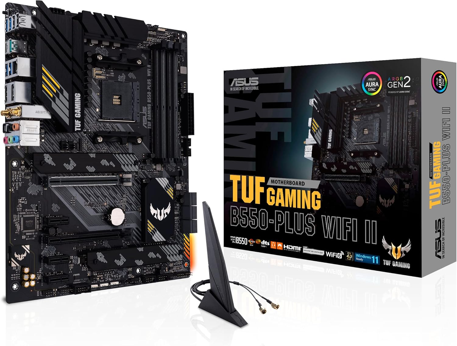 ASUS TUF Gaming B550-PLUS Wifi II AMD AM4 (3Rd Gen Ryzen&trade;) ATX Motherboard (Pcie 4.0, 6, 2.5Gb LAN, BIOS Flashback, USB 3.2 2, Addressable 2 RGB Header and Aura Sync)