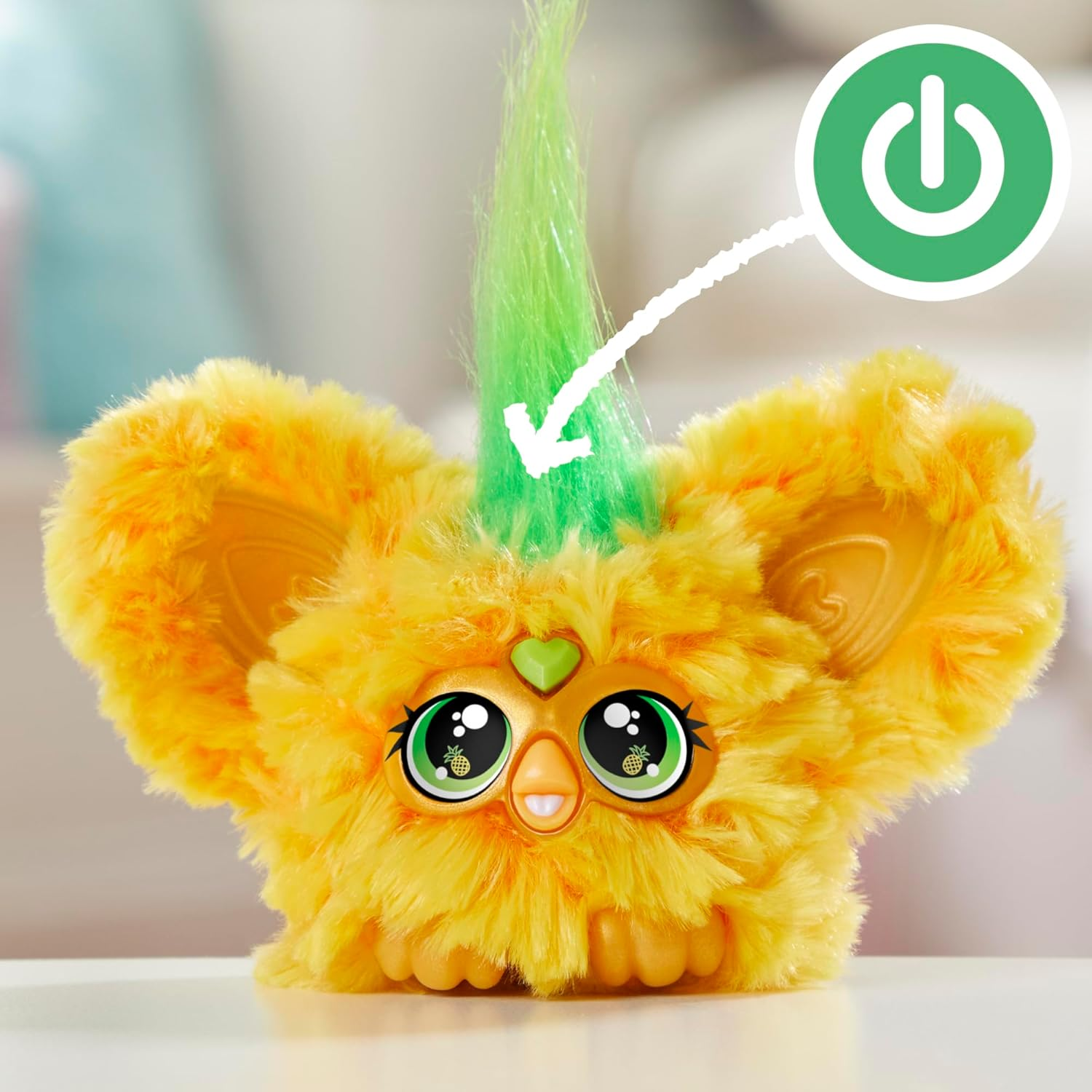 Furby Furblets Hoo-Lah Pineapple Mini Friend, 45+ Sounds & Music, Speaks Only Furbish, Electronic Plush Toys for 6 Year Olds & Up, Yellow & Green image number 6