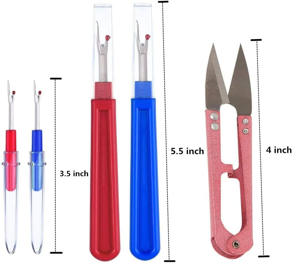 APUXON Seam Ripper and Thread Remover Kit 2 Big and 2 Small Handy Stitch Ripper Sewing Tools and 1 Sewing Trimming Scissor Nipper Tool for Thread image number 1