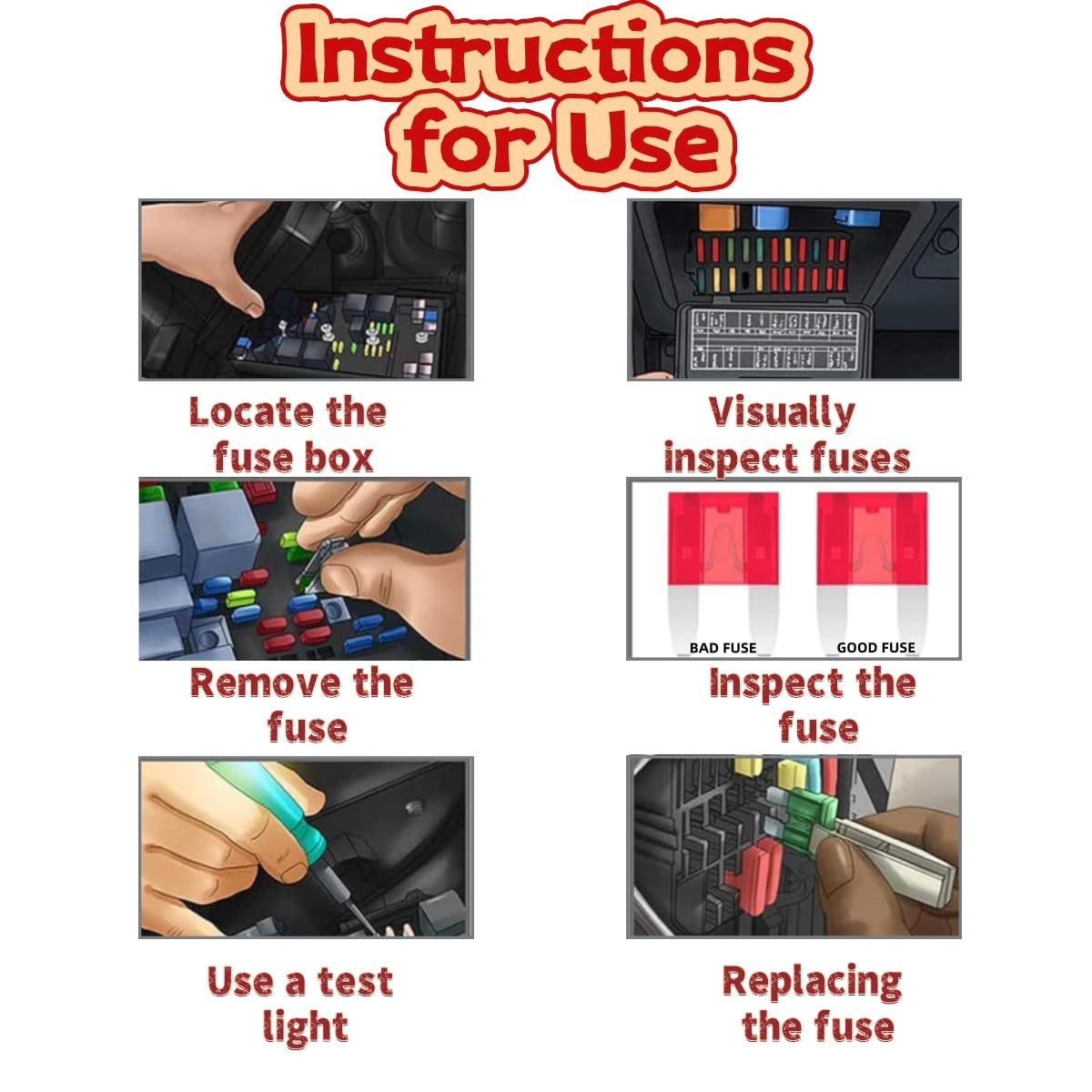 100 Car Mini Blade Fuse Combination Suite, Professional Blade Fuse (2 a / 3 and 7.5 A/10A /15 A/20A/25A / 30A / 35 A), the Standard Car Blade Fuse, Change with Drawing Tools image number 4