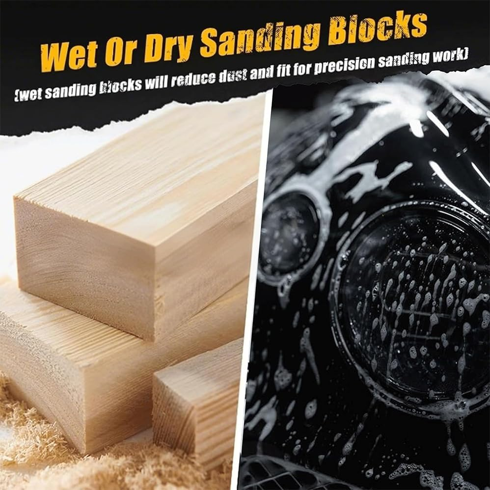 7 Pcs Sanding Block Kit with Sandpaper, Flexible EVA Foam Wet or Dry Autobody Sanding Blocks Kit,Sanding Sponge Blocks for Wood or Automotive Body,For Automotive Paint and Woodworking Sand Furniture image number 3