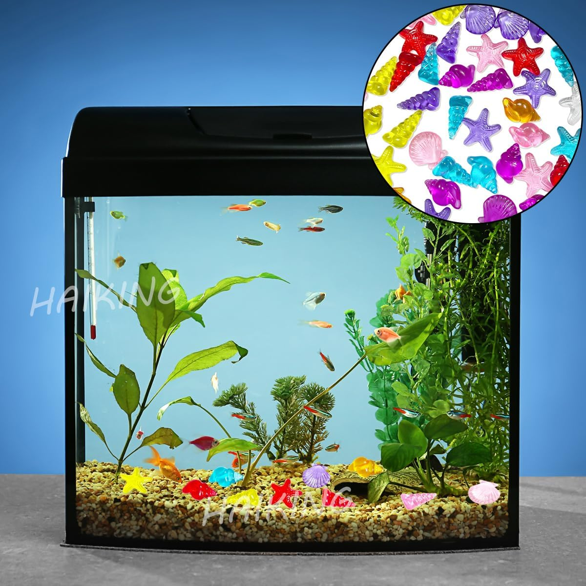 Sea Life Gems, 60 PCS Colorful Sea Creatures Acrylic Gemstones for Fish Tank Decoration, Mermaid, Pool Party Favors (About 25-40Mm) image number 4