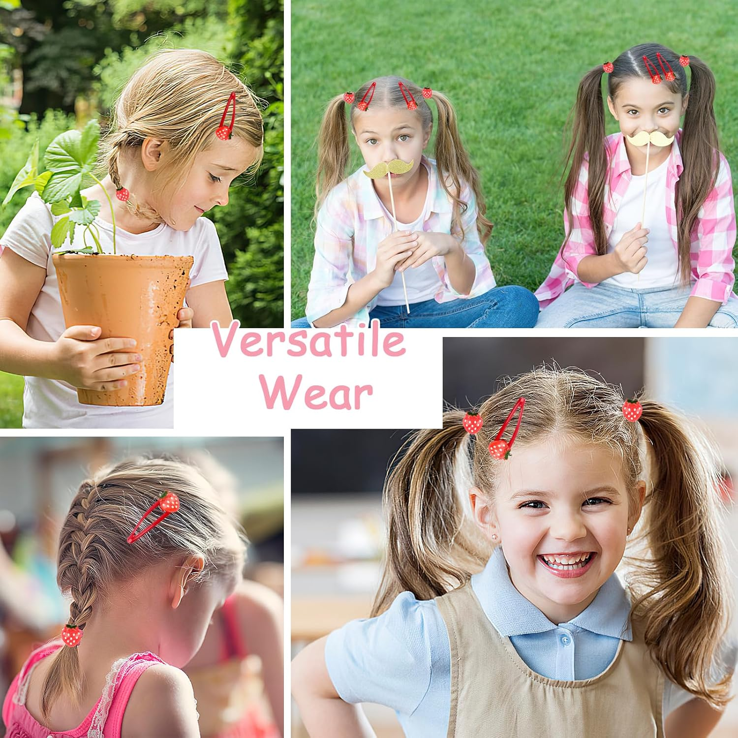 Strawberry Hair Clips and Strawberry Headband Set, Hairpin Strawberry, Snap Hair Clip, Cartoon Hair Clips, Strawberry Headband for Children Girls, Strawberry Hair Accessories, for Headwear Styling image number 3