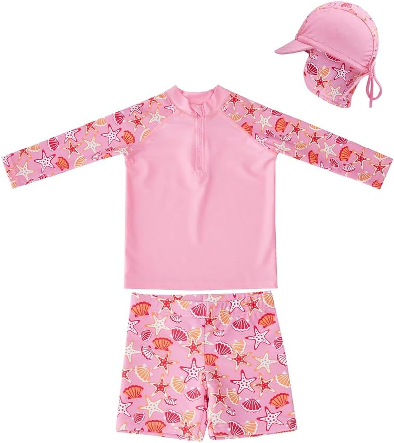 Big Softies Long Sleeve Rashie with Short & Hat - Starfish, Size 0