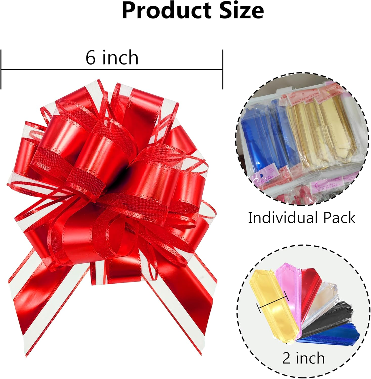 IXSIUZO 6 PCS Large Pull Bows 6 Inch Red Bows for Gift Wrapping Wedding Basket Decorated Birthday Party Christmas and Valentine'S Day Gift Decorations - Bean Green image number 4