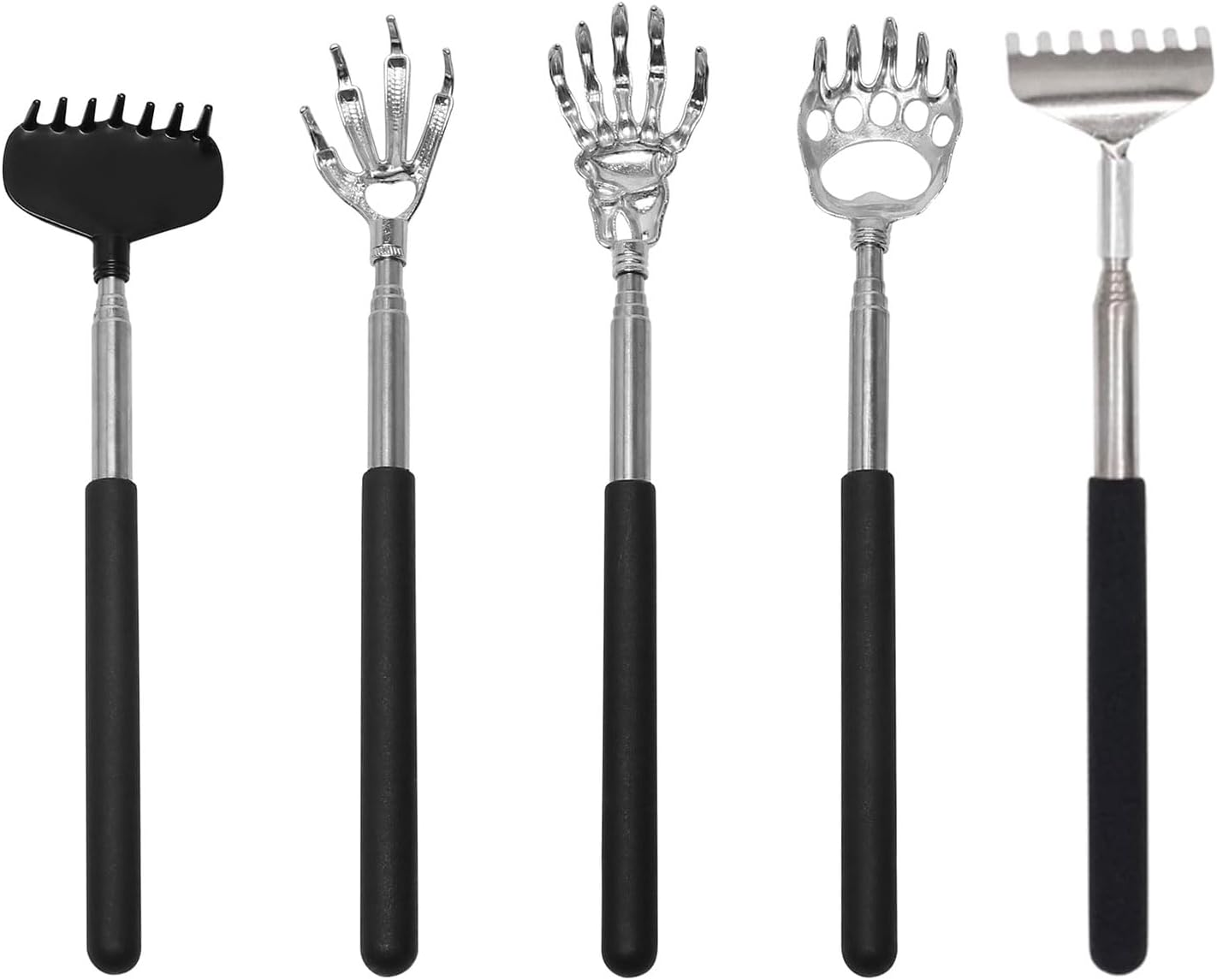 5PCS Telescopic Back Scratcher, Extendable Back Scratcher with Rubber Grip Handle and Bear Claw, Eagle Claw, Backs Scratchers for Men Women Kid Adults image number 4