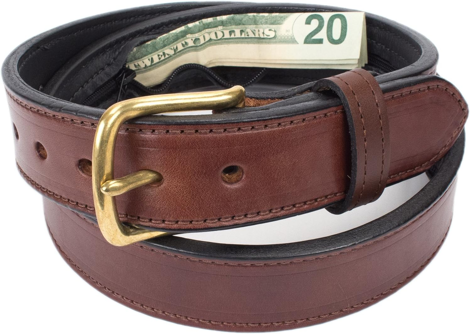 Hidden Money Pocket Travel Leather Belt