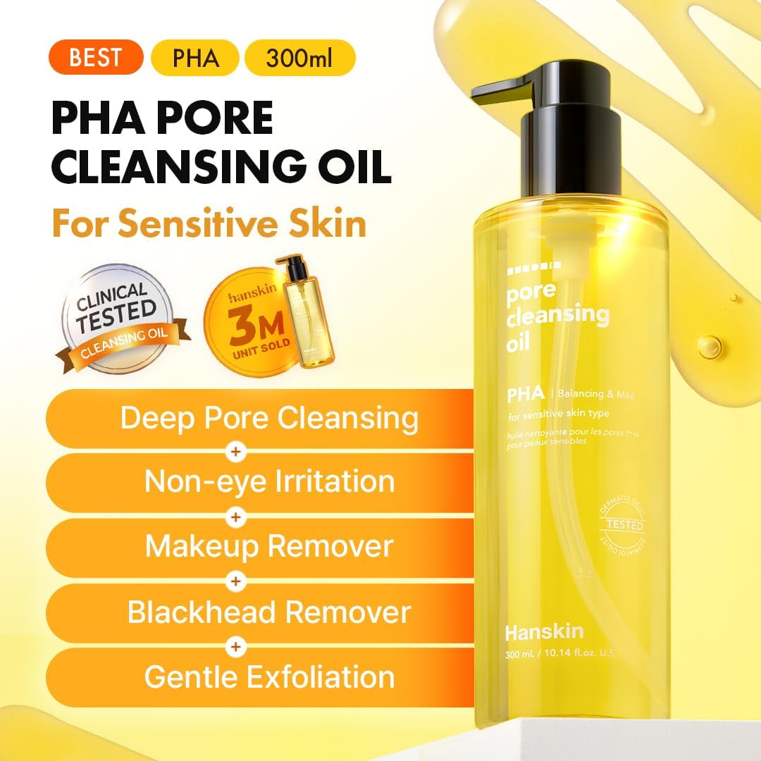 (PHA - for Sensitive Skin) - HANSKIN Cleansing Oil Cleanser Blackhead Facial PHA Moisturiser Sensitive Skin Nature Organic (300Ml) image number 4