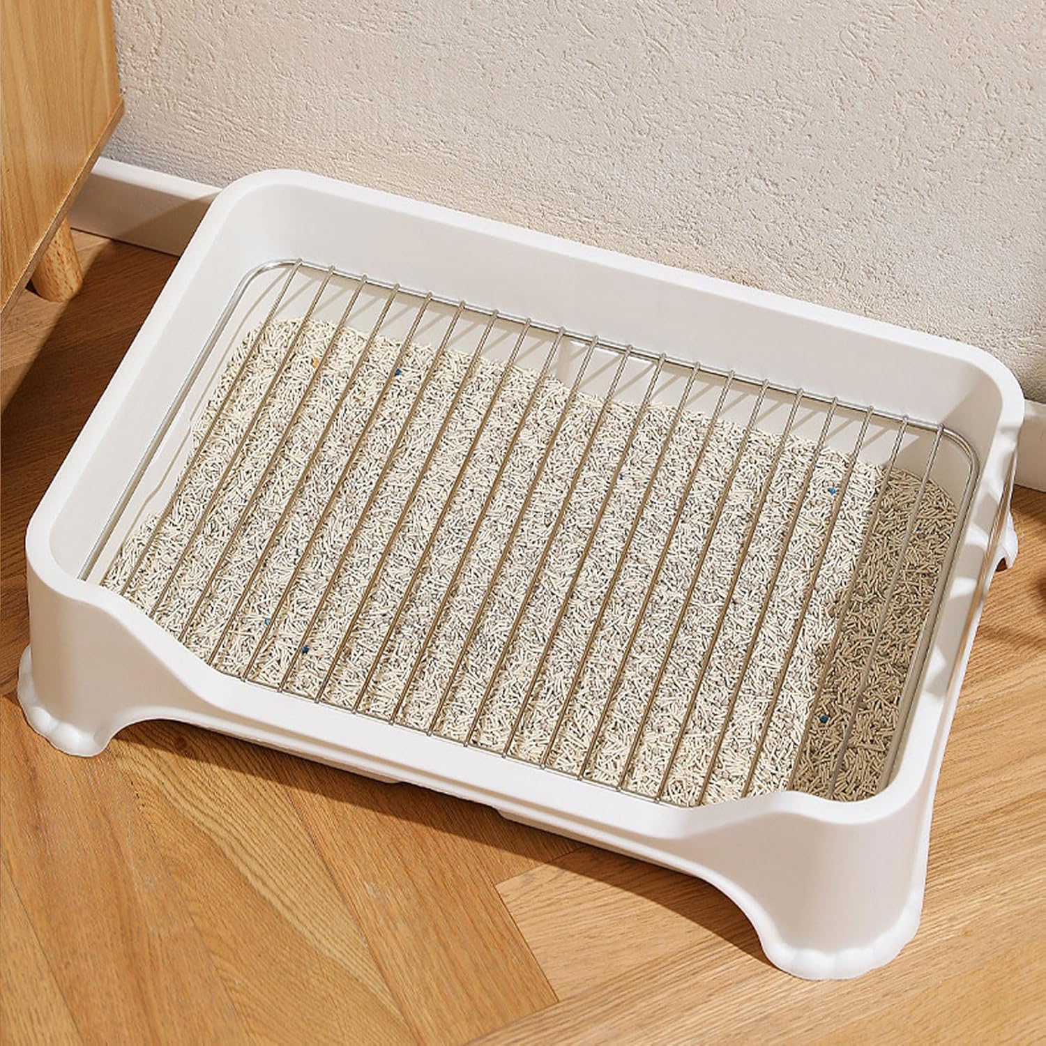 Dog Potty Tray, Stainless Steel Removable Washable Pet Toilet Training Pee Pad Tray for 1.5 to 2.5Kg Small Medium Dogs, 15Mm Spacing, Mesh Dog Training Toilet Dog Litter Box