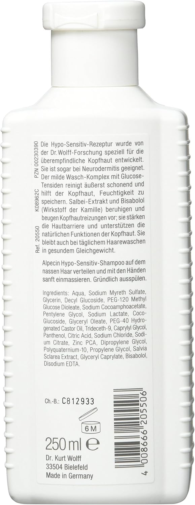 Alpecin Hypo-Sensitiv Shampoo - 1 X 250 Ml - Hair Shampoo for Dry and Sensitive Scalp | No Dyes and No Perfume