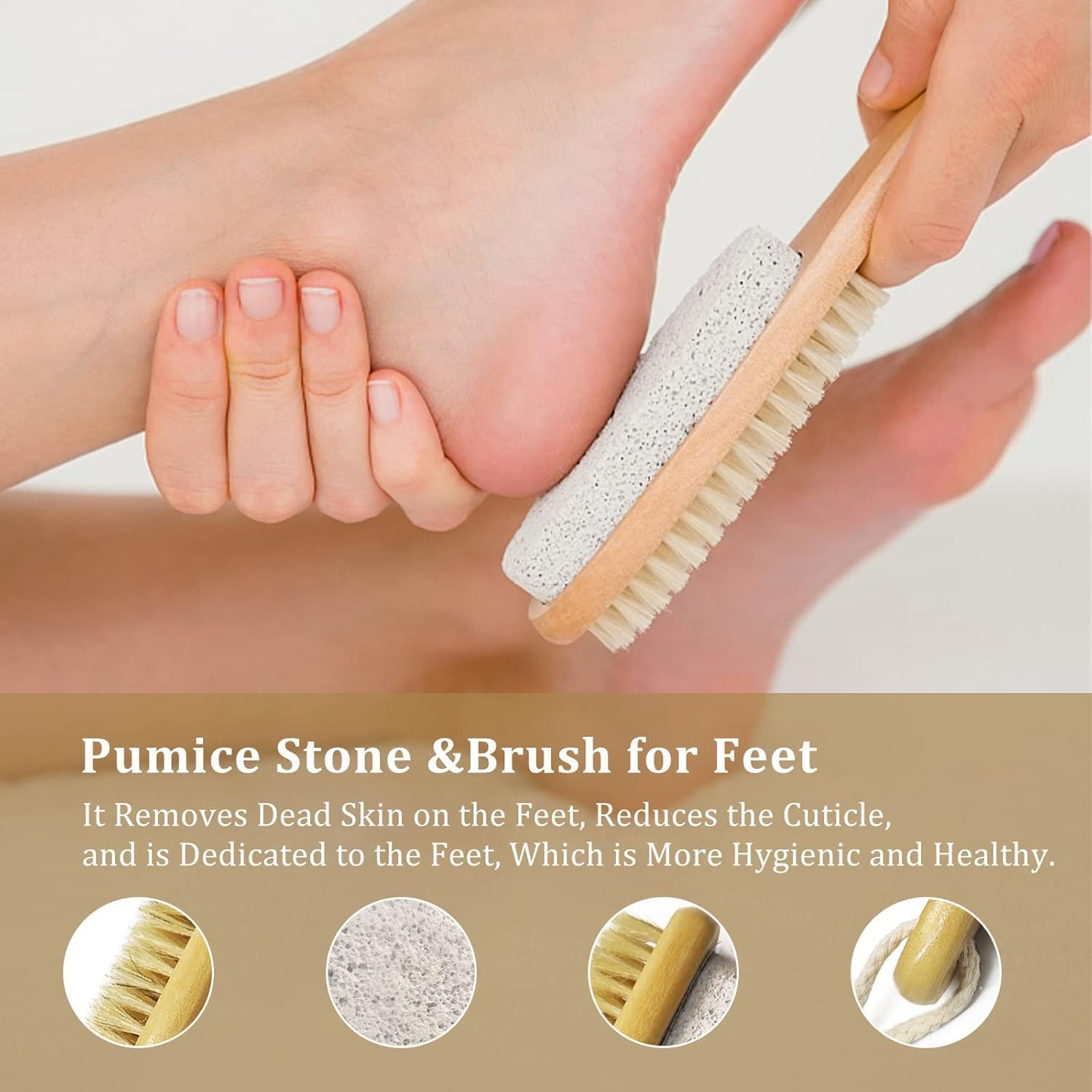 5 Pcs Exfoliating Brush Bath Brush Kit, Body Brush Set, Natural Boar Bristle Body Brush, Back Scrubber, Face Brush, Feet Brush, Massage Nodules Brush Wooden, Suitable for All Kinds of Skin