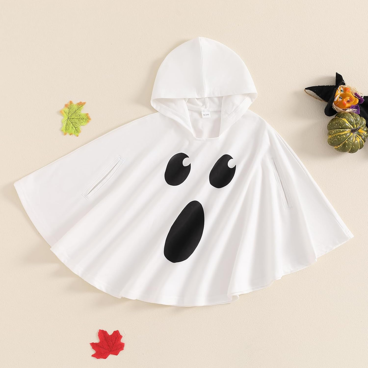 Lamuusaa Toddler Baby Girl Boy Halloween Costumes Ghost Face Hoodie Cloak Warm Cape Robe Poncho Cosplay Clothes 1-6T