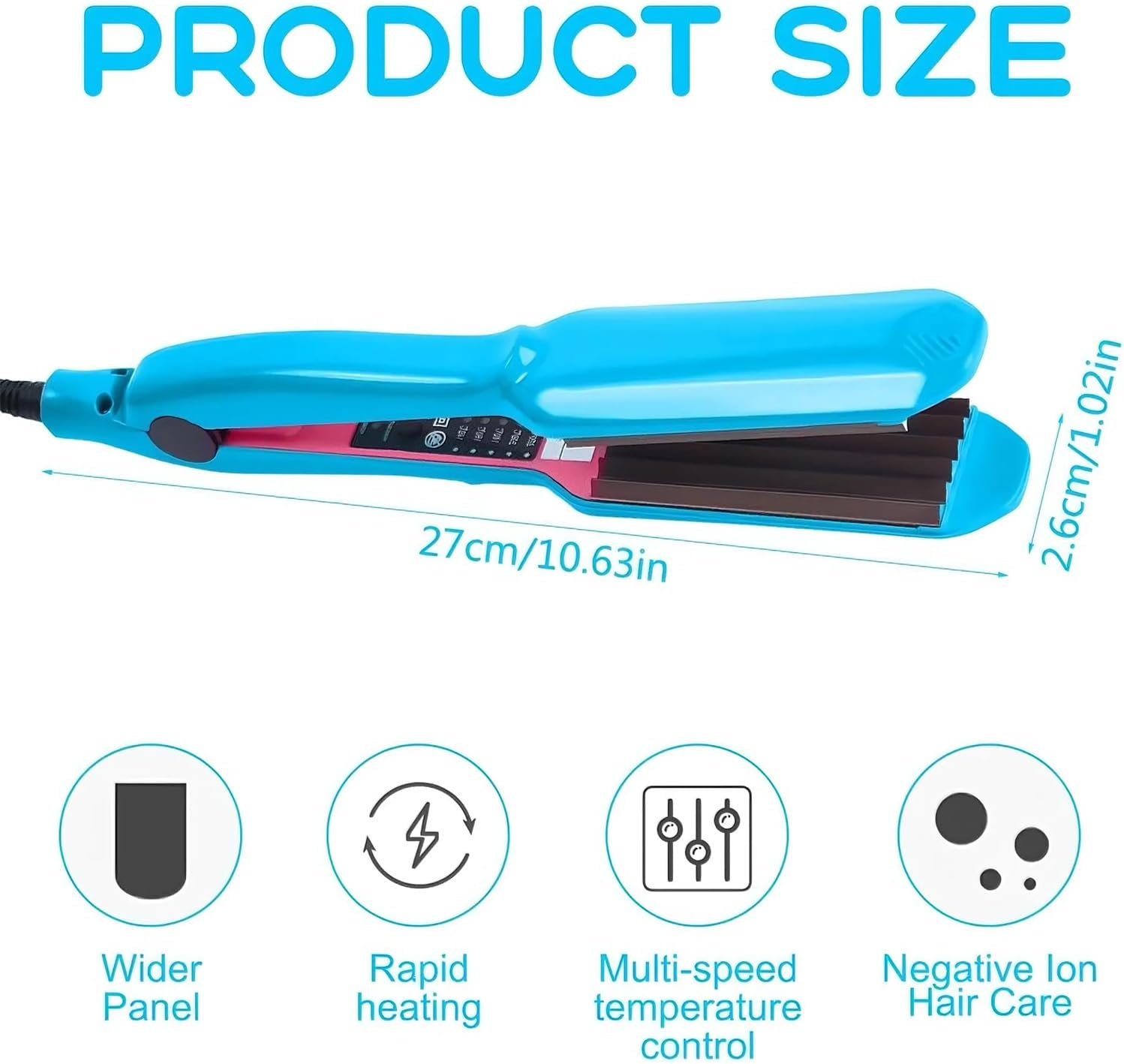 Pro Hair Crimper for Women/Girls Professional Volumizing Crimping Iron for Fluffy Style 30S Rapid Heating Fluffy Corn Iron (Blue) - Pink image number 2