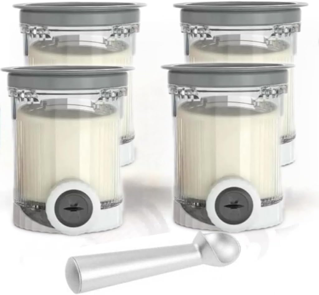 Ice Cream Tubs for Ninja Creami, Ice Cream Storage Cup for NC700 Series Swirl, Stackable Ice Cream Freezer Storage Tank, Reusable Icecream Pints Container for Kitchen Homemade Ice Cream (4Pcs)