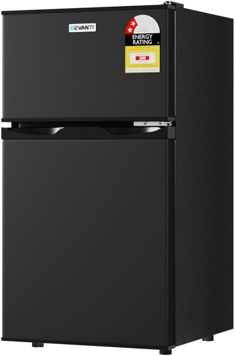 Devanti Bar Fridge, 80L Mini Fridges Organiser Refrigerator Chest Freezer Portable Small Wine Cooler Home Bedroom Car Boat Camp Office Countertop, Fast Frozen Quiet Operation Black