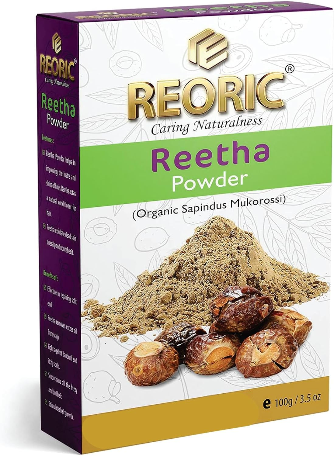 Reoric Reetha Amla Shikakai Powder |Reetha Amla Shikakai Powder for Hair |Aritha Powder |Soap Nuts for Hair |Sapindus Nuts |Amla Powder |Indian Gooseberry Powder|Acacia Concinna(300G, Pack of 3) image number 6