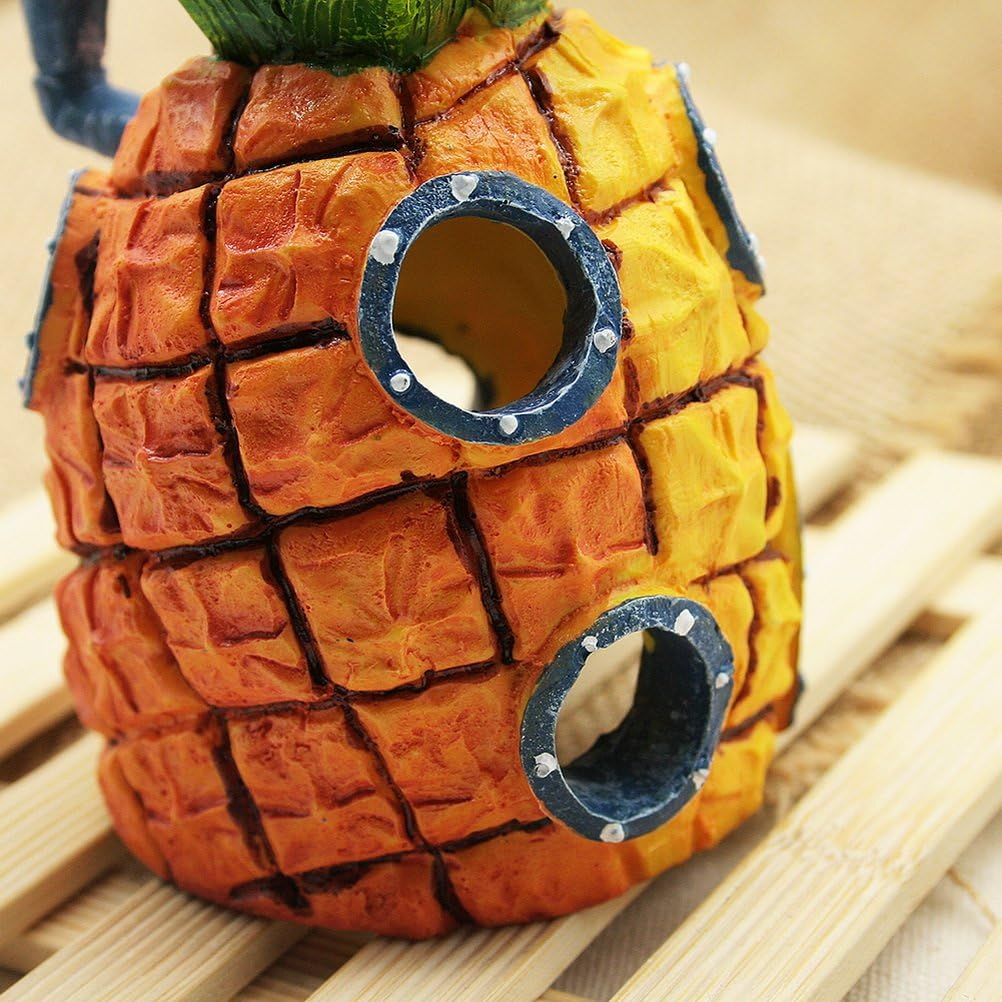 Penn Plax Spongebob Squarepants Pineapple Home with Swim through Holes Resin Replica Aquarium Ornament image number 1