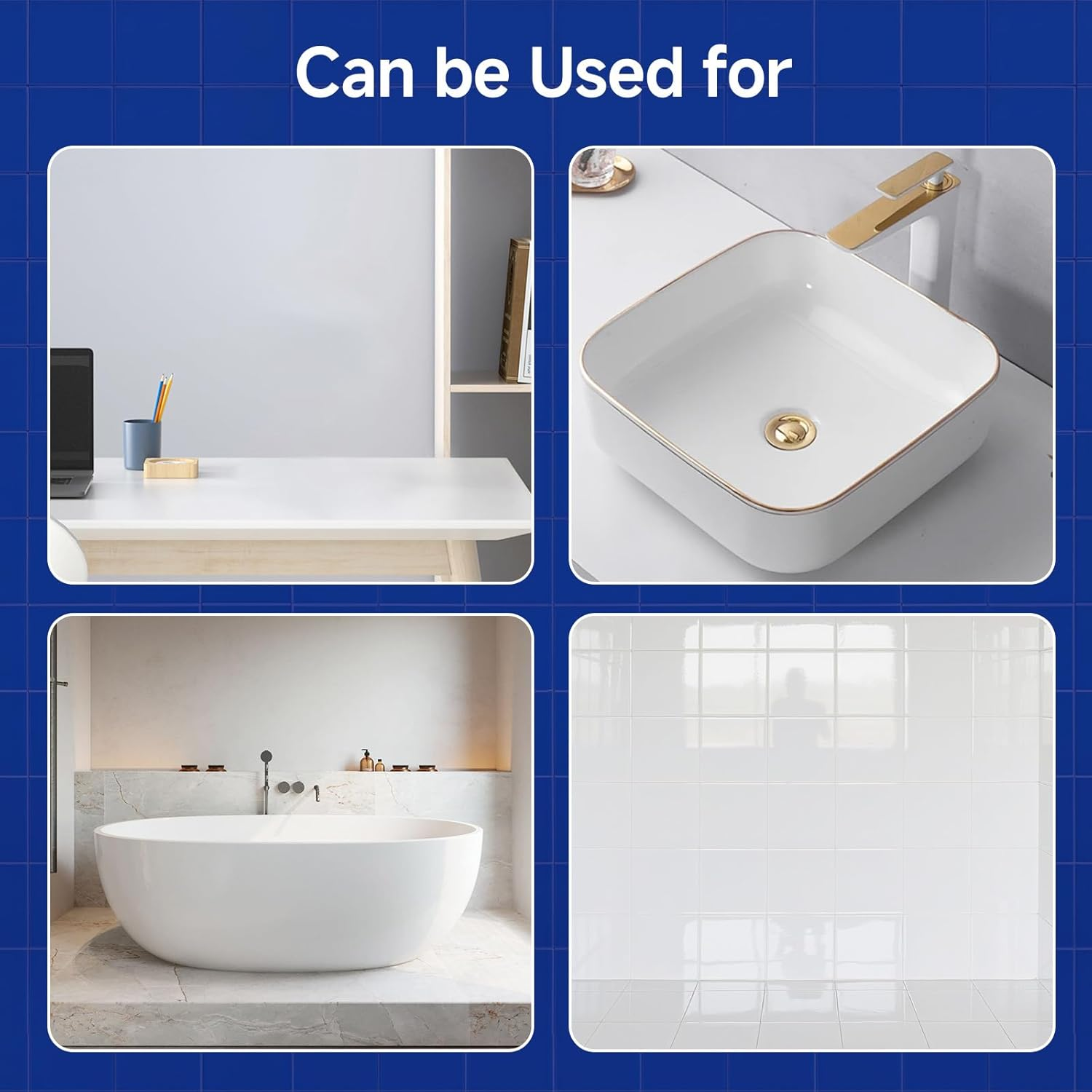 Tub and Tile Refinishing Kit with Tools, 1KG White Tile Paint Water Based & Low Odor, DIY Bathtub Paint, Easy to Use for Bathroom, Kitchen, Porcelain, Floor, Semi-Gloss White,50-60Sq.Ft image number 6