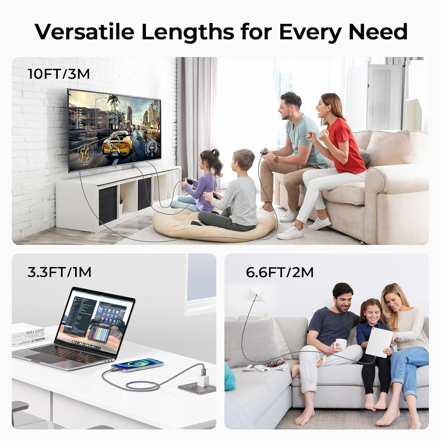 Basesailor for Iphone 17 16 Pro Charging Cable 3Pack 1/2/3M,USB to USB Type C Charger Cord for Apple 15 Max,Ipad 10 10Th,Mini 6 6Th 7 7Th,Air 4 4Th 5 5Th Generation,Samsung Galaxy S25 S24 Plus,Z Flip