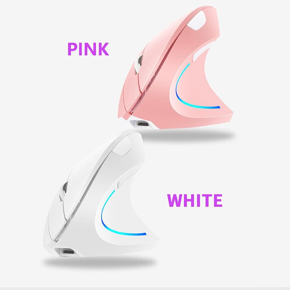 2.4G Wirel Ve Cal Mouse Rechargeable Upright Ergonomic Mouse 3 Adjustable Dpi Levels Flowing Light Plug N Play, Pink Pink image number 6