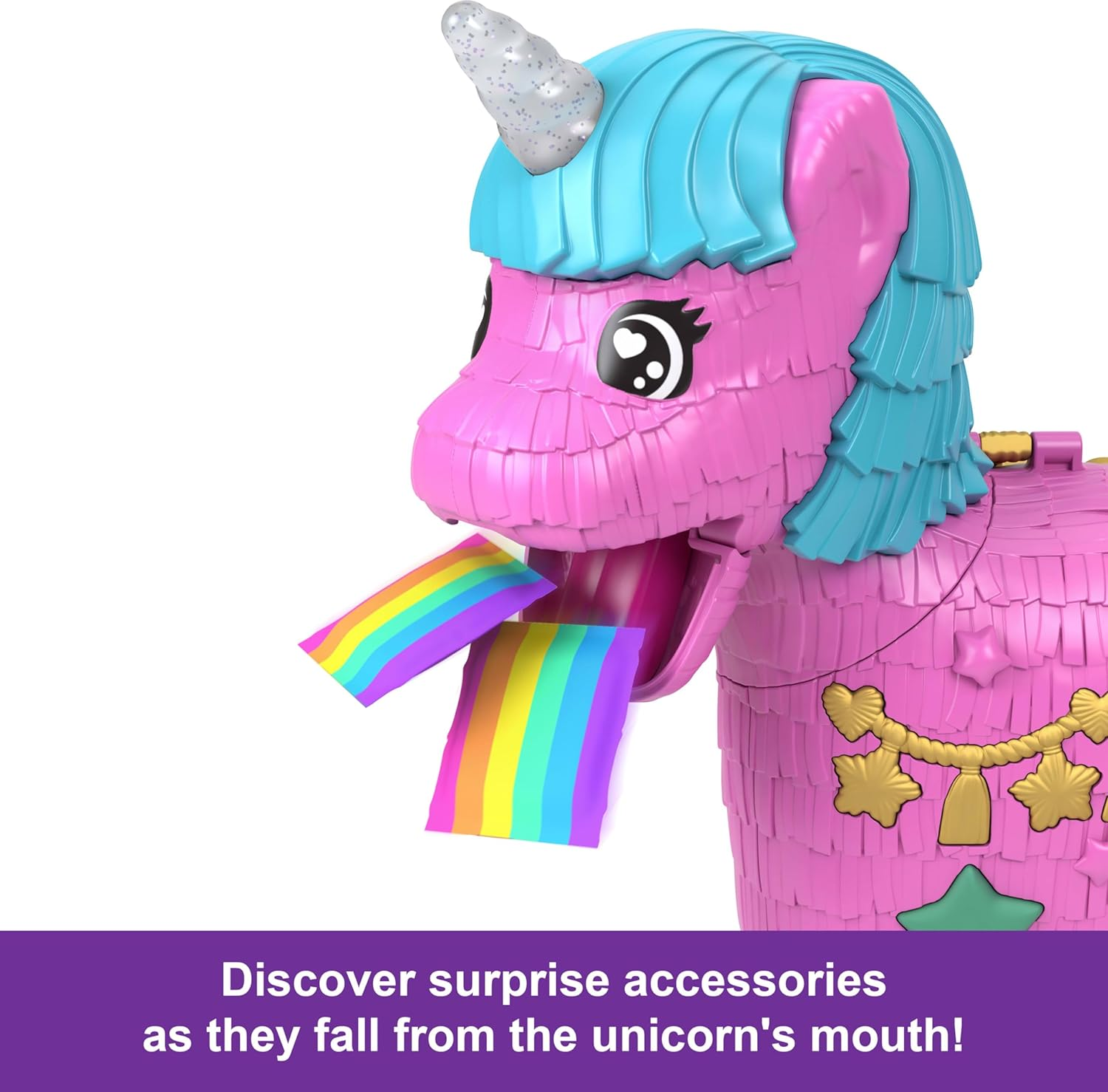 Polly Pocket Dolls & Playset with Pets & 25+ Surprise Accessories, Birthday Celebration Unicorn Partyland Playset, Hot Air Balloon Ride image number 3