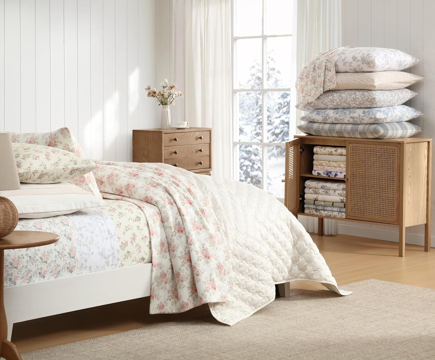 Laura Ashley Home - Queen Sheets, Cotton Flannel Bedding Set, Brushed for Extra Softness & Comfort (Mulholland Plaid Blue, Queen) image number 4