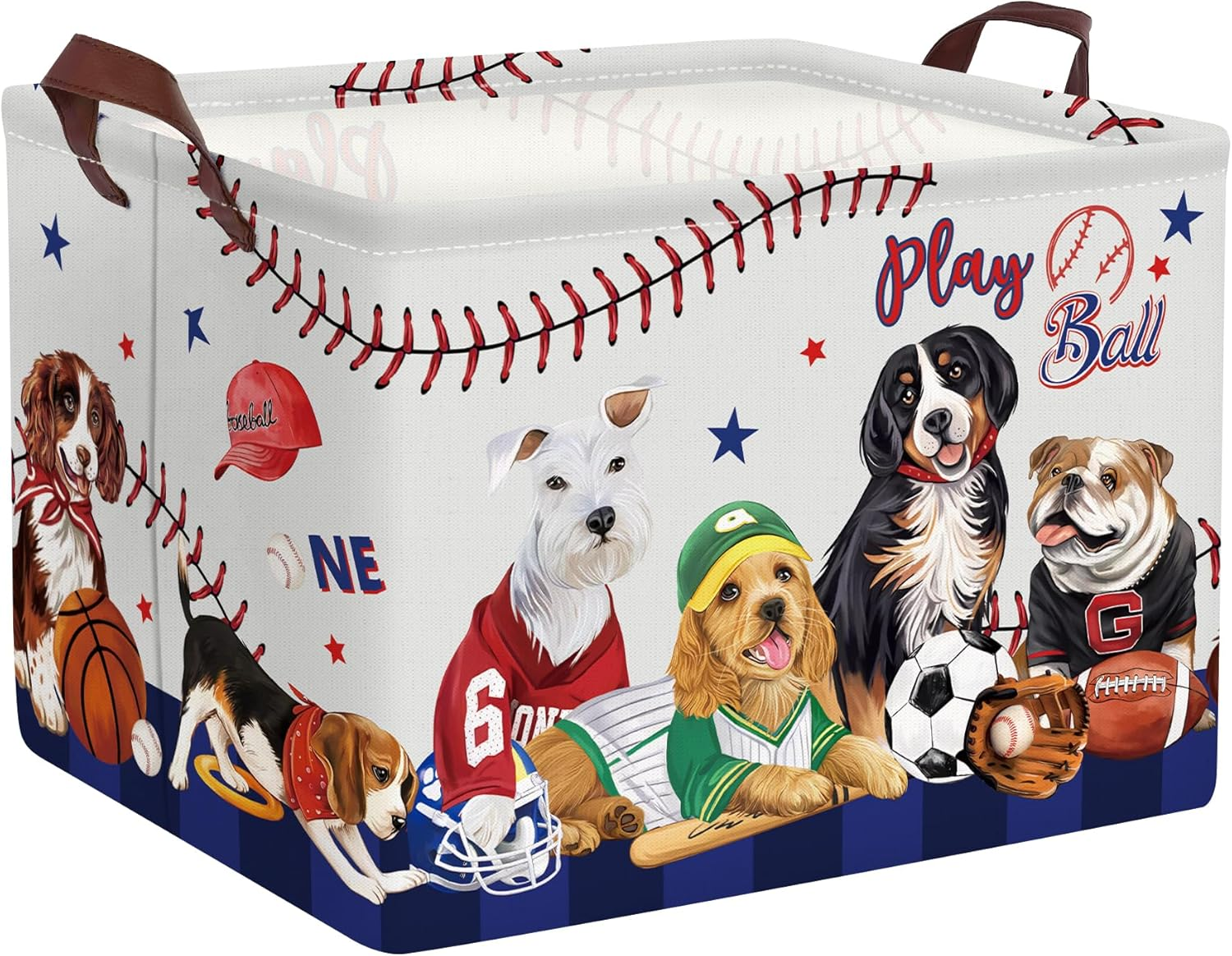 Clastyle Collapsible Dog Gift Toy Basket Rectangle Pet Clothes Food Snack Storage Bin Cute Large Sports Ball Grey Storage Cubes image number 4