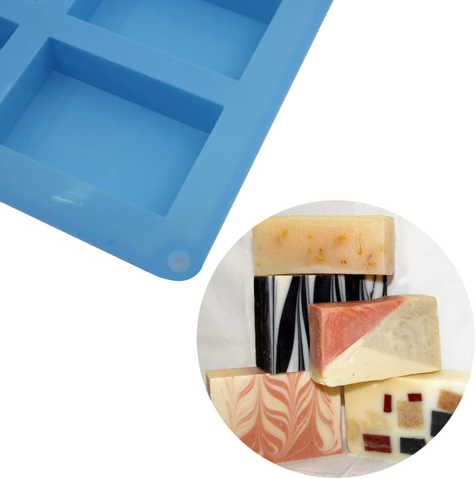 3 Pieces Rectangle Silicone Soap Molds, SENHAI 6-Cavity Cake Loaf Bread Baking Pans, Chocolate Cheesecake Cornbread Handmade Trays - Pink, Blue, Purple image number 2