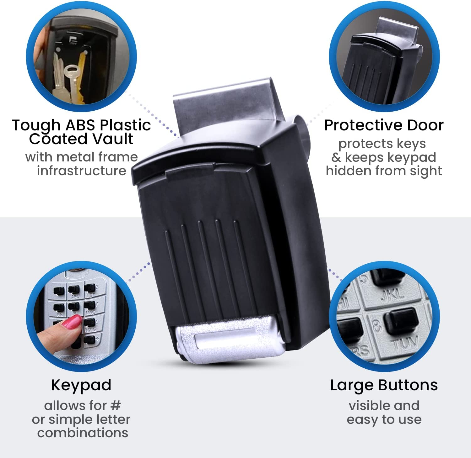 Keyguard SL-591 Car Window Punch Button Lock Box, Black- Portable Key Storage Vault Lockbox Fits House Keys, Car Keys, Fobs, Credit Cards/Ids + | Rideshare Keypad Safe Box, Digital Push Button Lock image number 6