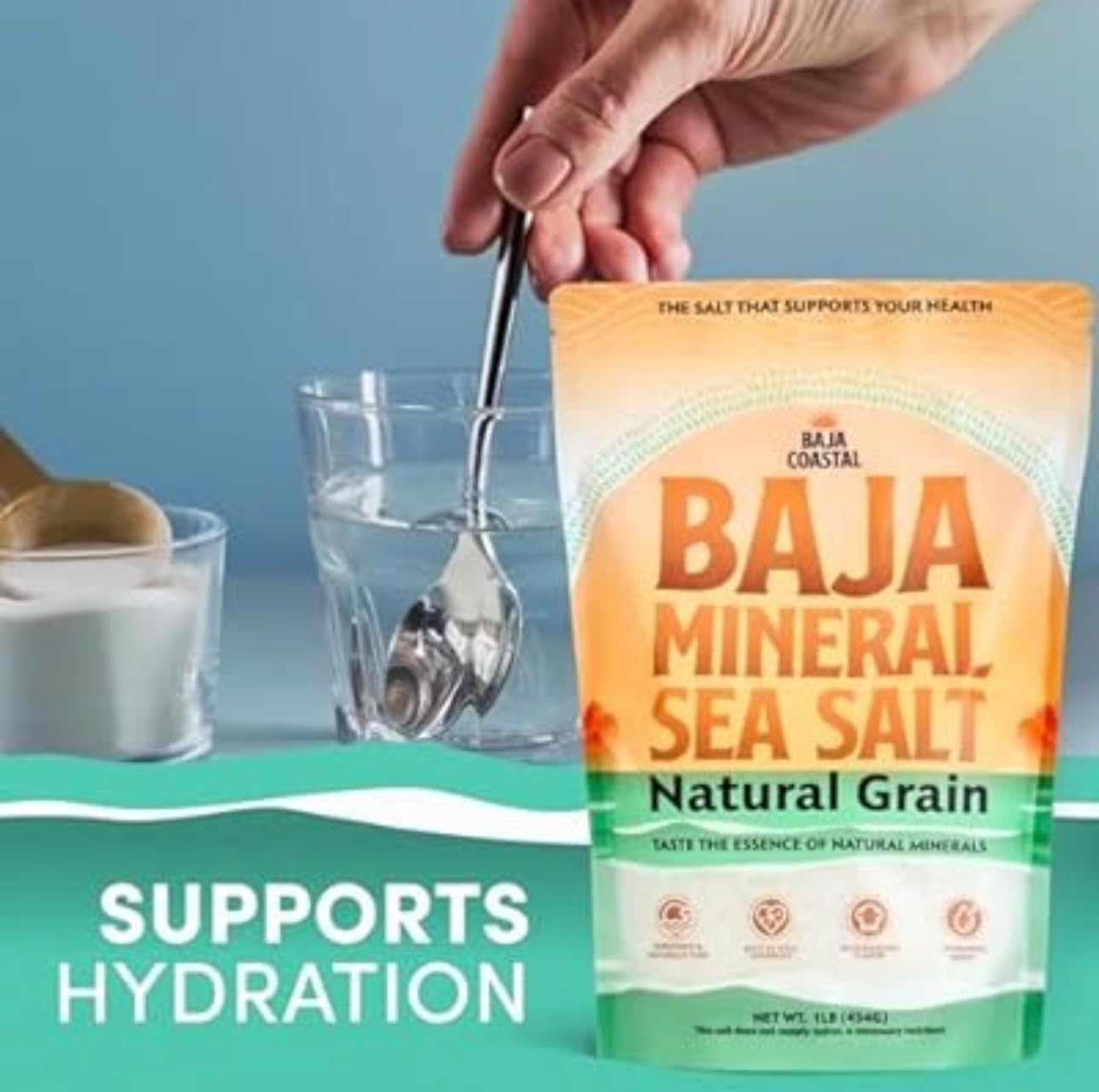 Baja Coastal Sea Salt, Natural Course Grain, 453G, Unrefined Mineral Salt from Sea of Cortez image number 1