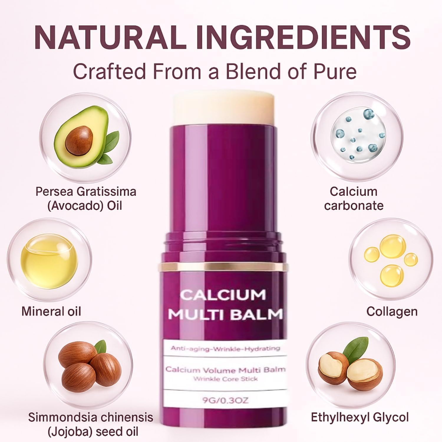 Calcium Volume Collagen Multi Balm Wrinkle Core Stick, Korean Glass Skin Hydrating Glow Balm for Face, Eyes & Neck | Softens the Look of Fine Dry Lines | Dewy Elasticity Boost | Portable Moisture Stick for Daily Touch-Ups-9G image number 1