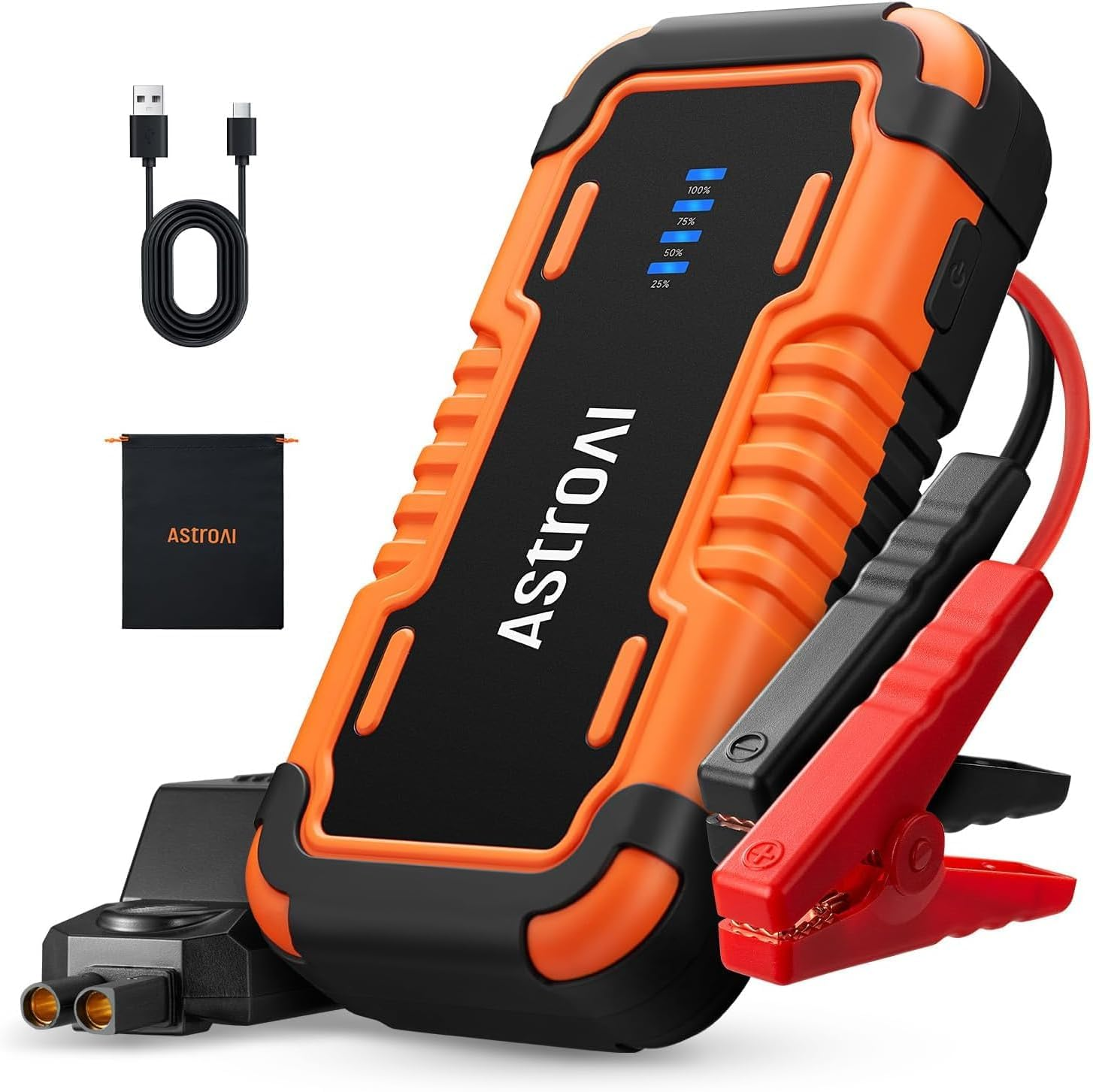 Astroai P10 Car Battery Jump Starter Power Bank 3000A &ndash; Portable Car Jump Pack for 12V Cars (10.0L Petrol / 8L Diesel), Motorbikes, Car Battery Charger Includes LED Flashlight, Orange image number 3