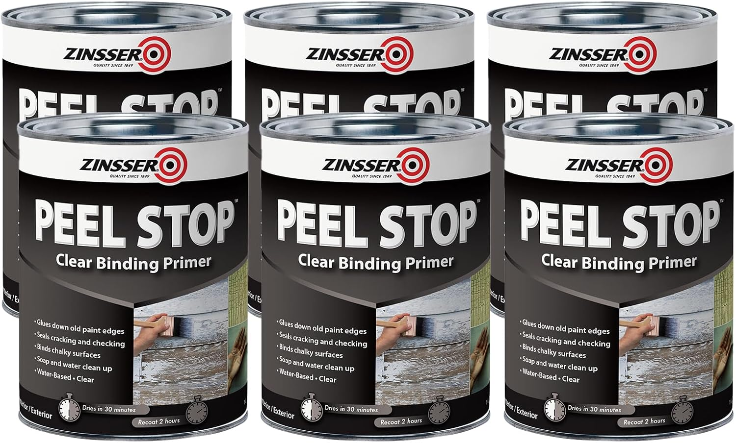 Zinsser Peel Stop Triple Thick Primer &ndash; Peel-Resistant, Water-Based, High-Binding, Flexible, Fast-Drying, Crack Sealing, White Finish, for Interior & Exterior Surfaces, White, 946 Ml (Pack of 4) image number 6