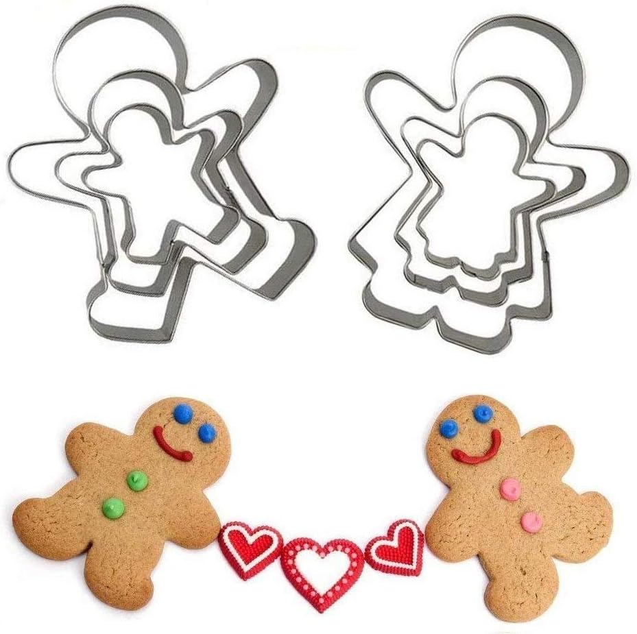 Gingerbread Man and Gingerbread Woman Cookie Cutters for Christmas,Set of 6 Pcs Stainless Steel Boys and Girls Shape Fondant Biscuit Cake Baking Cutter Molds for Family/Valentine'S Day/Lovers/Wedding image number 4