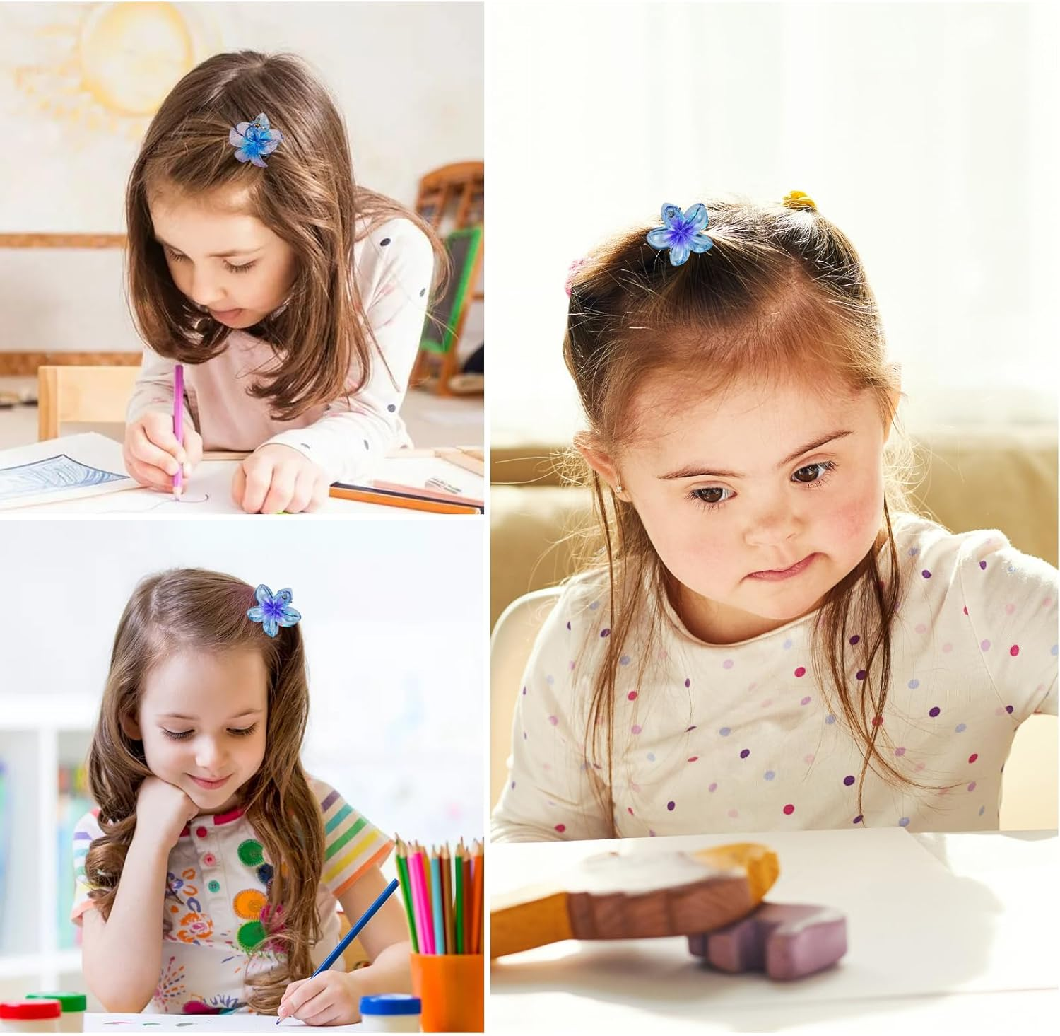 Dewocke Pack of 6 Flower Hair Clips, Non-Slip Hair Clips, Cute Hair Clips, Women Girls Hair Styling Accessories for Women, Thick Thin Hair, Everyday Party, Wedding and Beach Party, Pool, Holiday