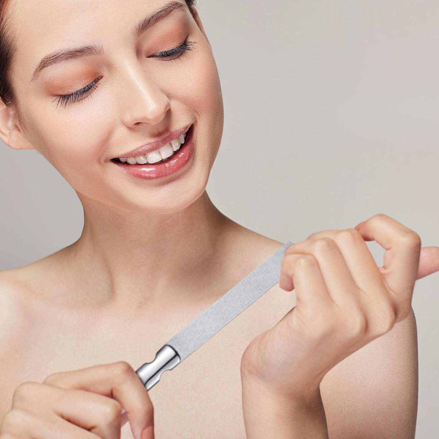 3 Pack Stainless Steel Nail Files with Leather Case, Double Sided Metal Nail Files with Anti-Slip Handle, Metal Nail File Buffer Manicure Pedicure Tools for Fingernail Toenail, Fine and Coarse image number 1