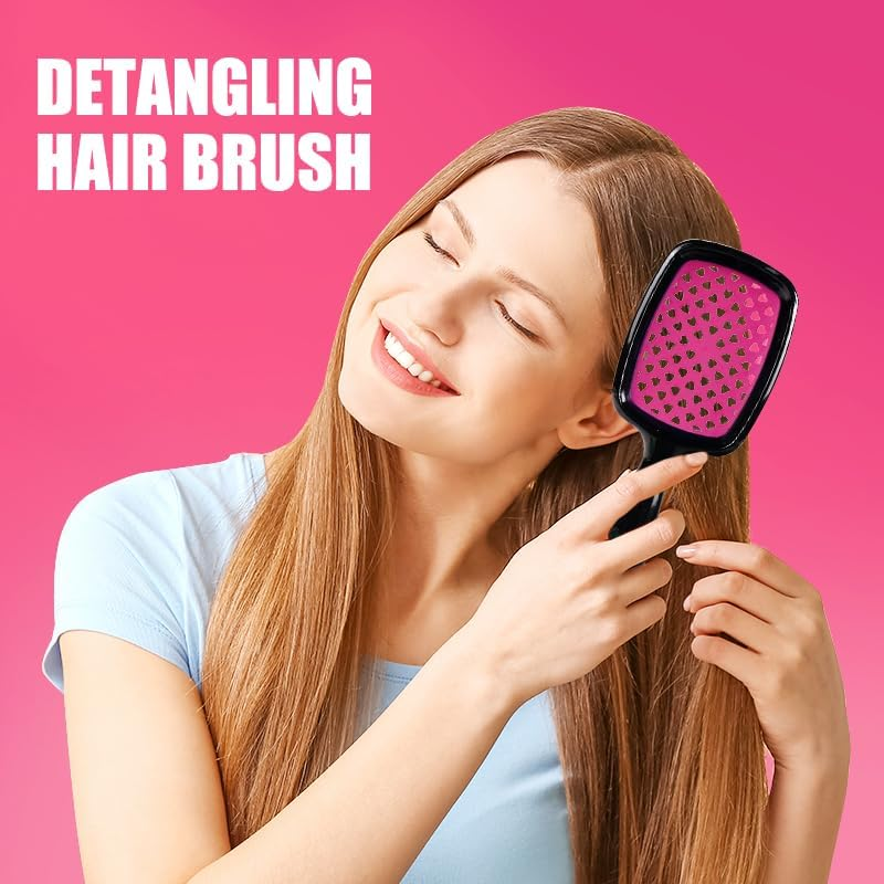 Curl Defining Brush Vented Hair Brush Hairbrush for Wet & Dry Hair for Women and Men Less Pulling Pain-Free Brushing (Blue) - Glitter Purple image number 2