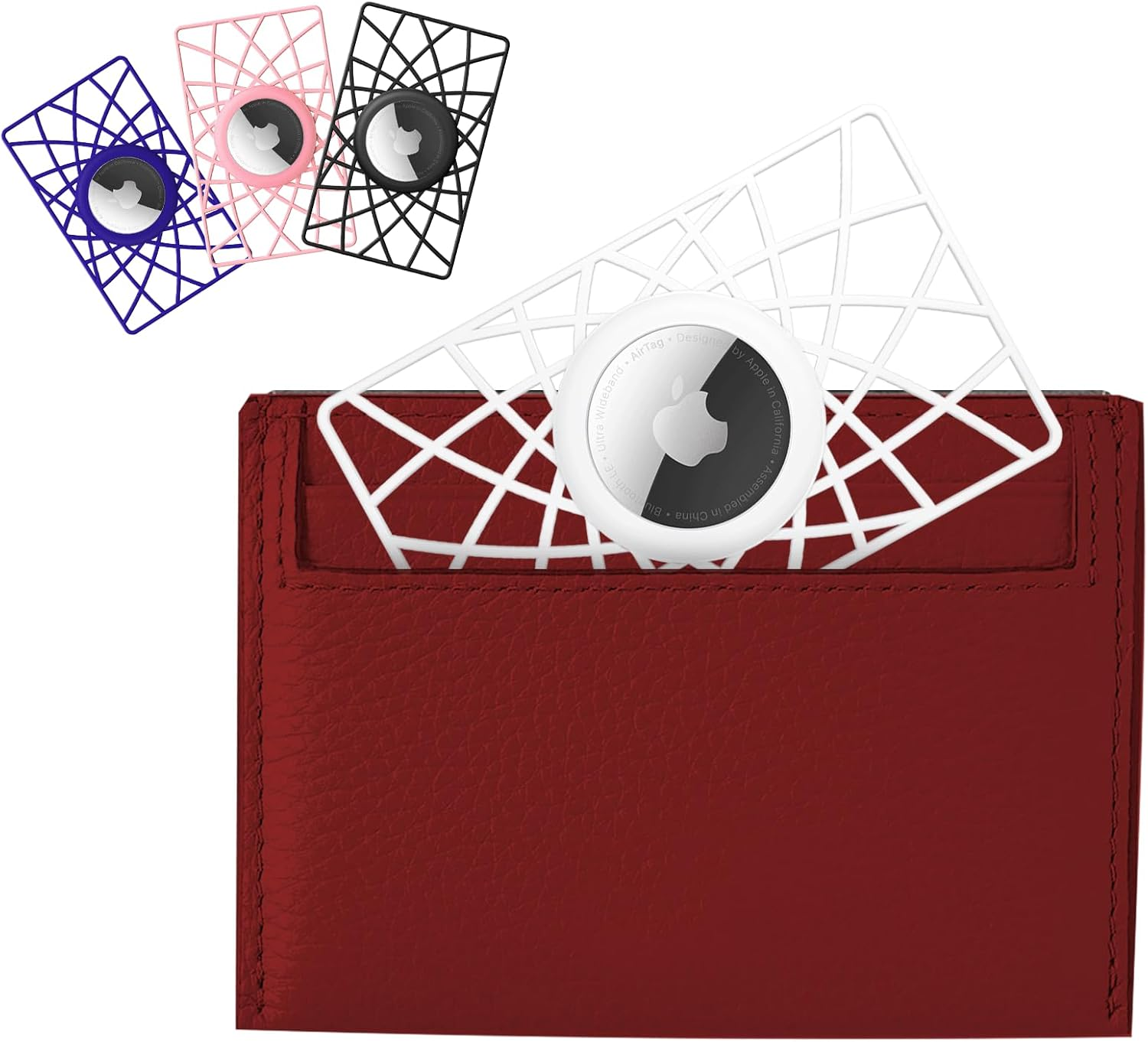 WALNEW 4 Pack Airtag Wallet Holder, Slim Air Tag Wallet Card Case, 0.1 Inch Thickness Ultra Thin Airtag Holder for Purse, Backpack, Clutch, Handbag (4 Colors)