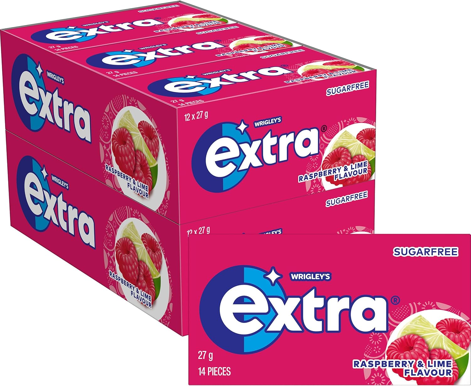 Extra Raspberry & Lime Sugar Free Chewing Gum 648 G (Pack of 24) image number 4