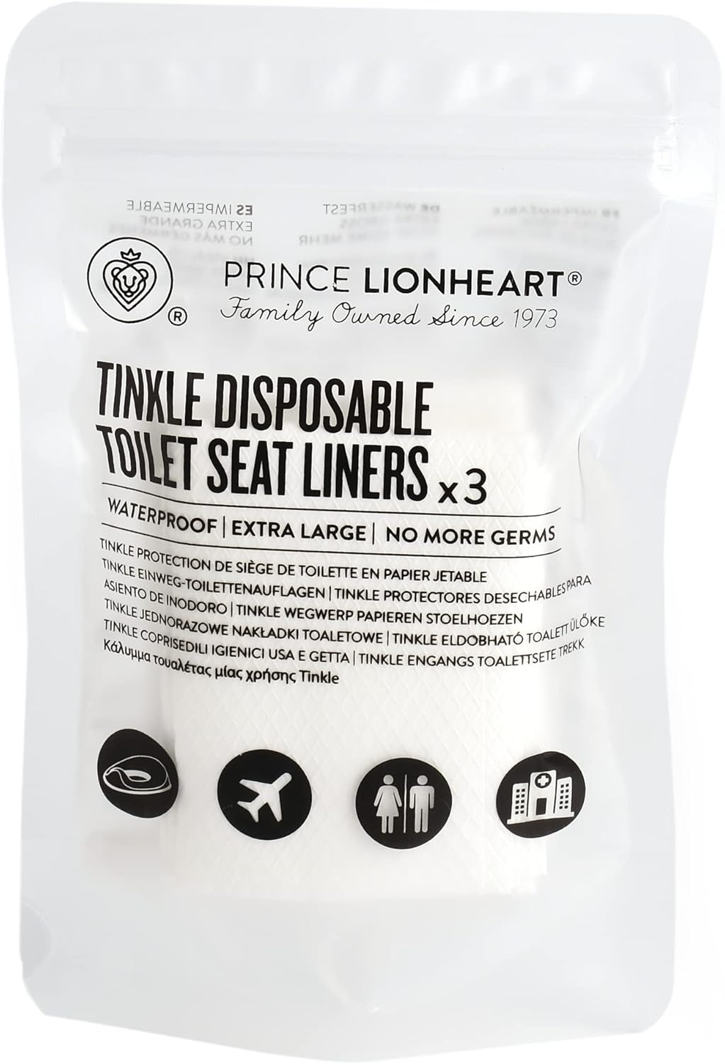 Prince Lionheart Disposable Toilet Seat Covers, 36Pcs Tinkle Toilet Liners for Adults, Kids, Potty Training Individually Wrapped Travel Accessories