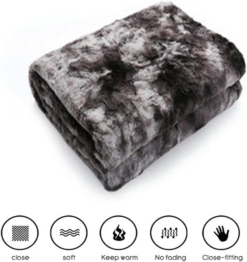 Faux Fur Throw Blanket ，Luxury Soft Plush Shaggy Fleece Blanket Warm Fluffy Blanket for Bed Couch Chair Fall Winter Spring Living Room (160X200Cm) - Black image number 1