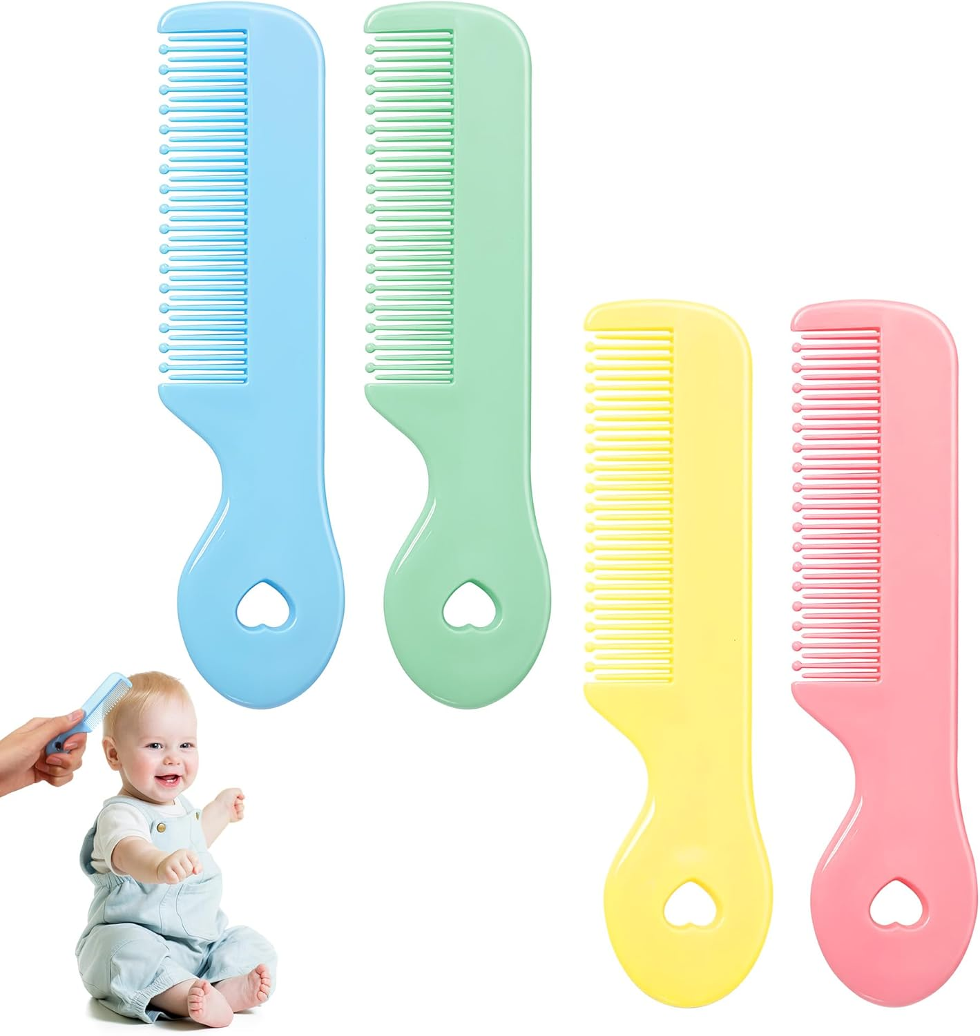 Zssxysm Pack of 4 Baby Hair Combs, Hair Brush for Boys and Girls, Small Baby Hair Brush with round Teeth, Cute Children'S Hair Brush Comb Gift Set, Massage Brush for Newborns and Toddlers image number 5