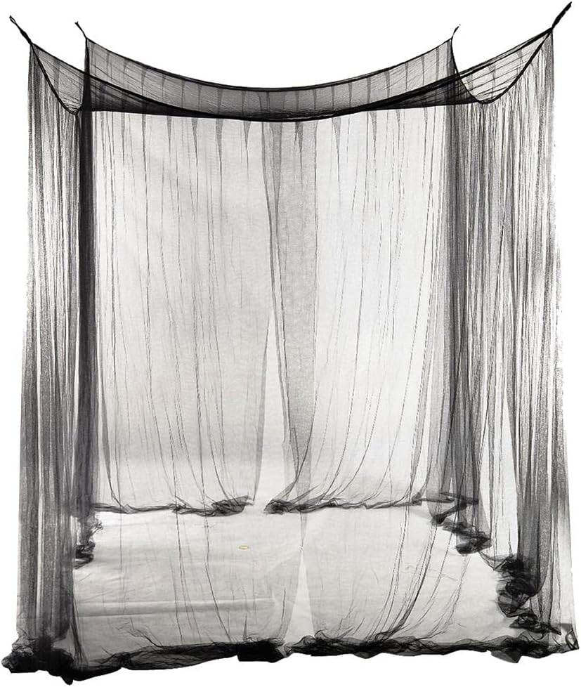 ＡＷＨＡＯ Premium Bed Canopy with 4 Corner Posts - Elevate Your Bedroom, Black, 210X190X24Cm - Black image number 3