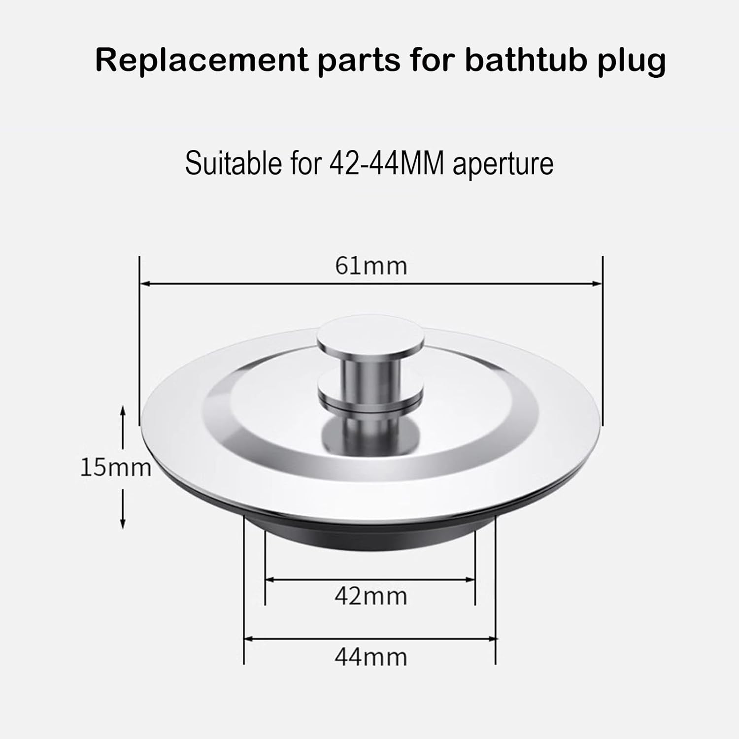 Loimon Universal Drain Plug 42-44Mm, Stainless Steel Bath Sink Stopper with Silicone Seal - Basin Waste Plug Replacement for Kitchen Sink, Bathroom Vanity & Bathtub (2 Pack, White) image number 5