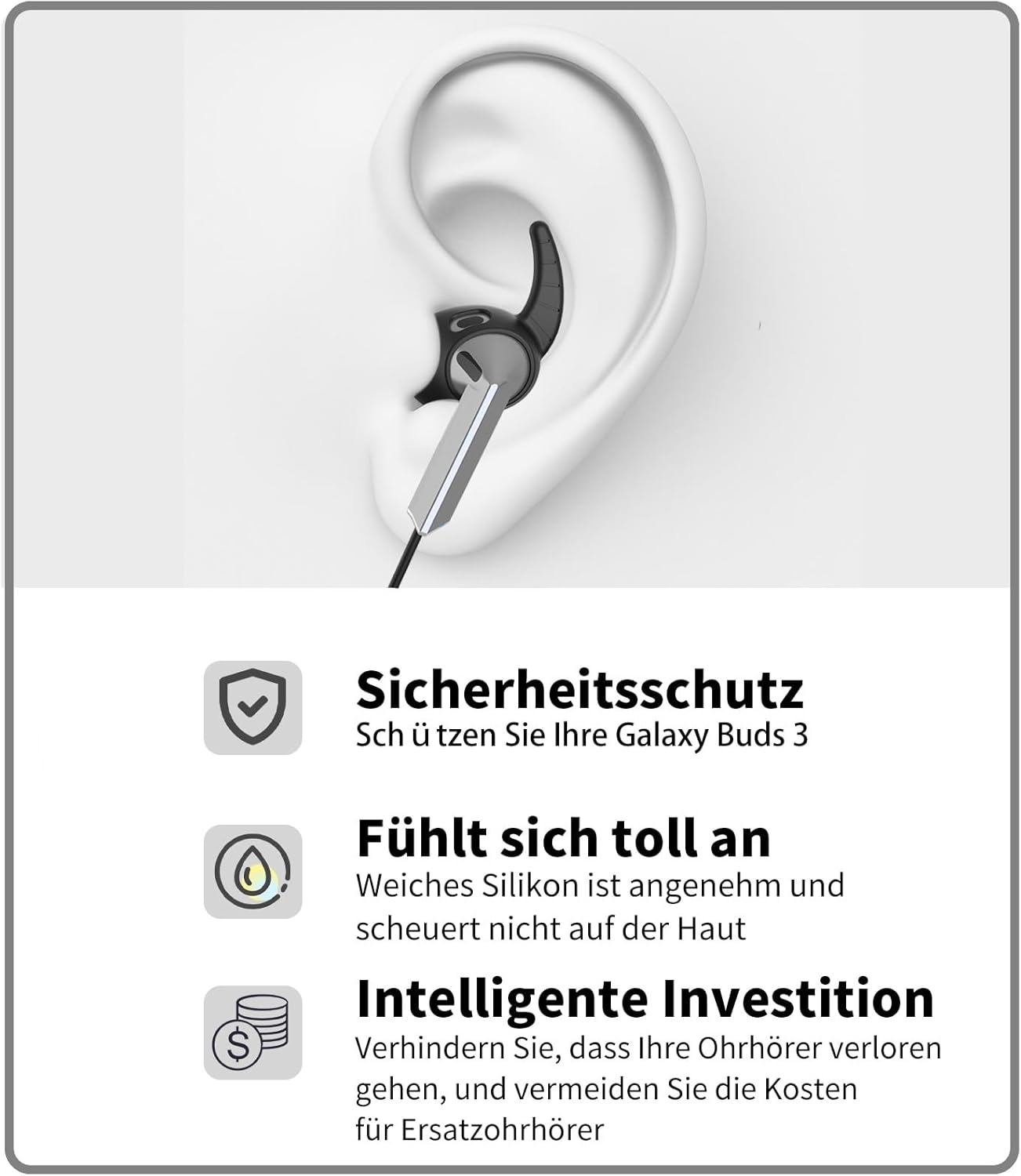 Compatible with Anti-Lost Strap for Galaxy Buds 3, Compatible with Samsung Galaxy Buds 3 (2024) Wireless Bluetooth Earbuds Neck Rope, Headphones Sports Silicone Holder Band Strap (Black) image number 2