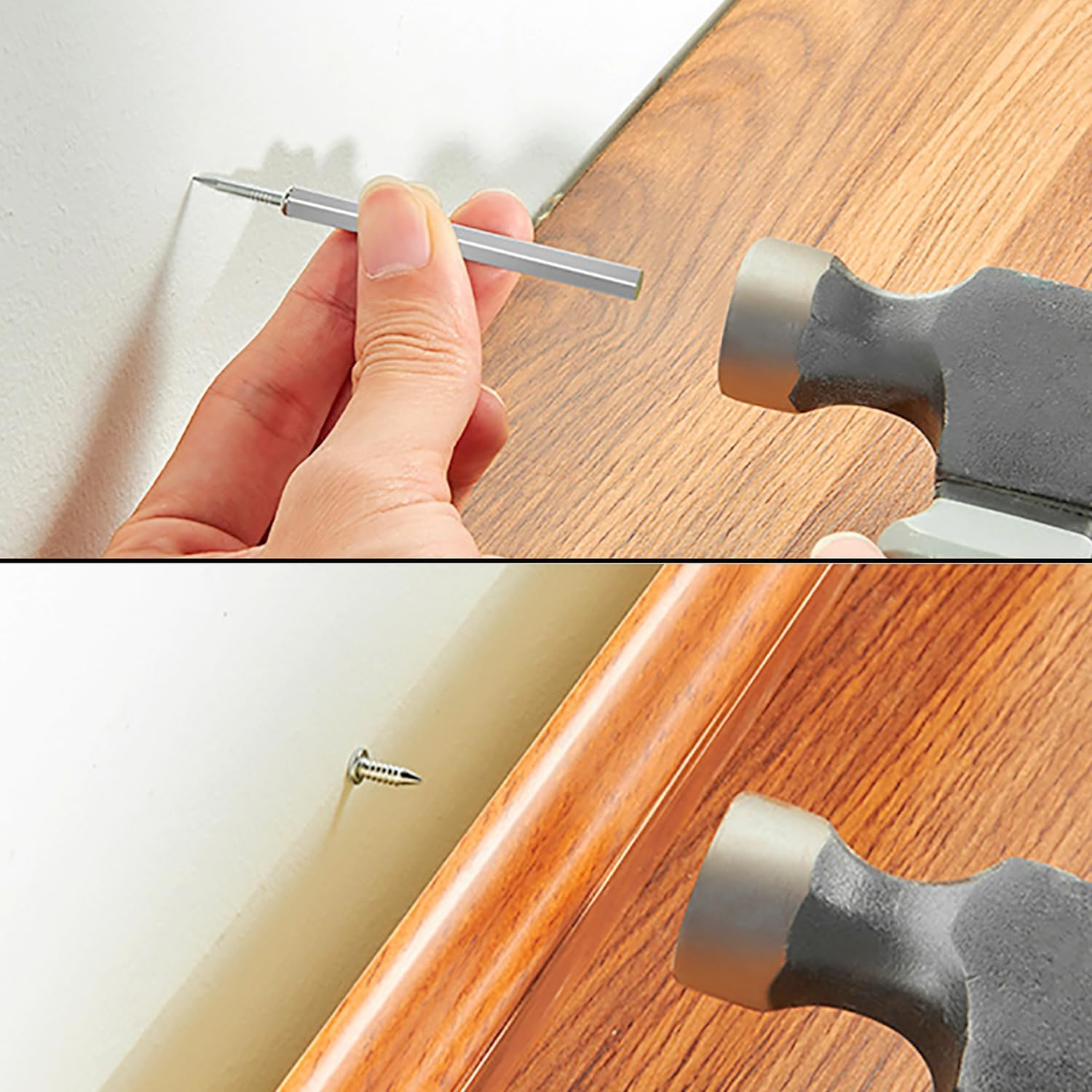 ZXUEZHENG 100Pcs Double-Head Skirting Thread Seamless Nail, Skirting Line without Marks Nail,Invisible Security Screws,Solid Wood Baseboard Double-Headed Nails,Equipped with Nail Specific Sleeve Tool image number 4