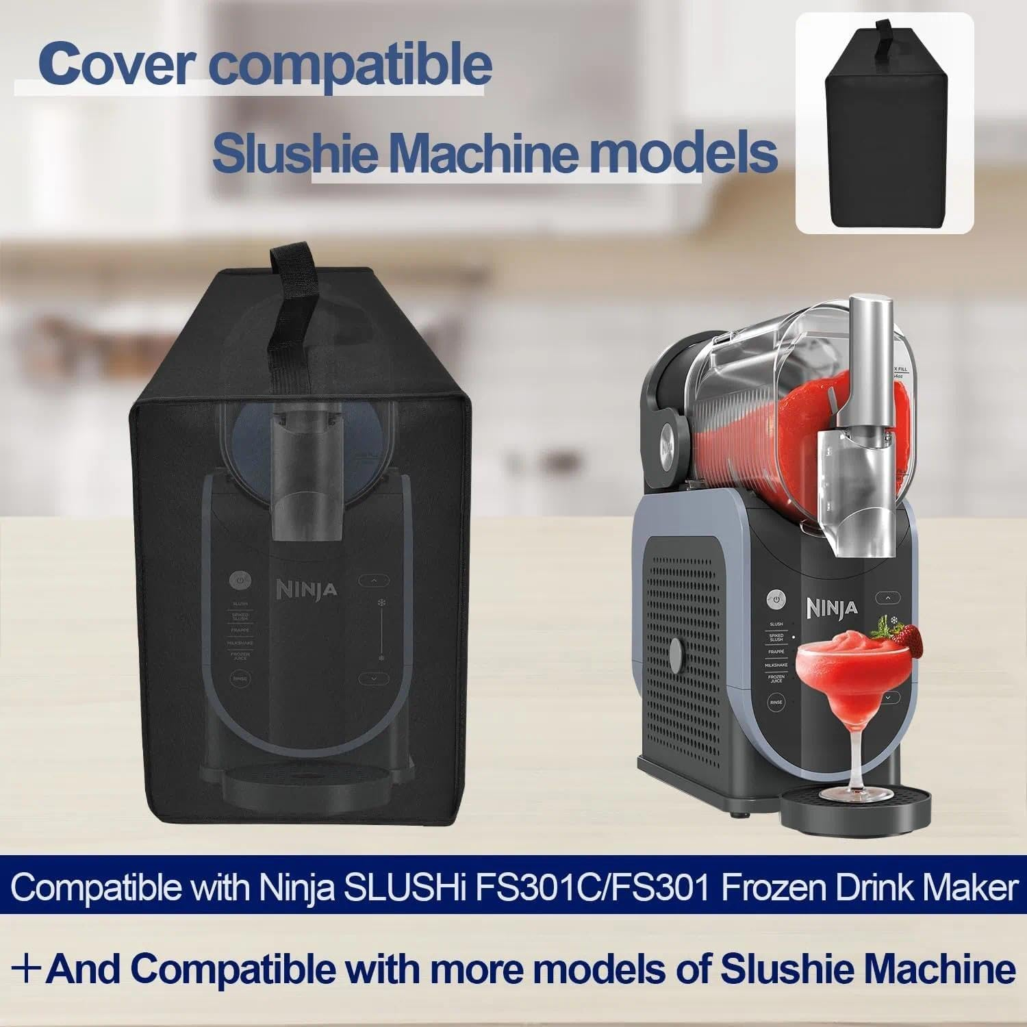 Slushie Machine Dust Cover &ndash; Heavy Duty Waterproof Cover for Ninja Slushie Machine, Compatible with FS301C/FS301 Slushi Ice Cream Maker (Black) &ndash; Fengea