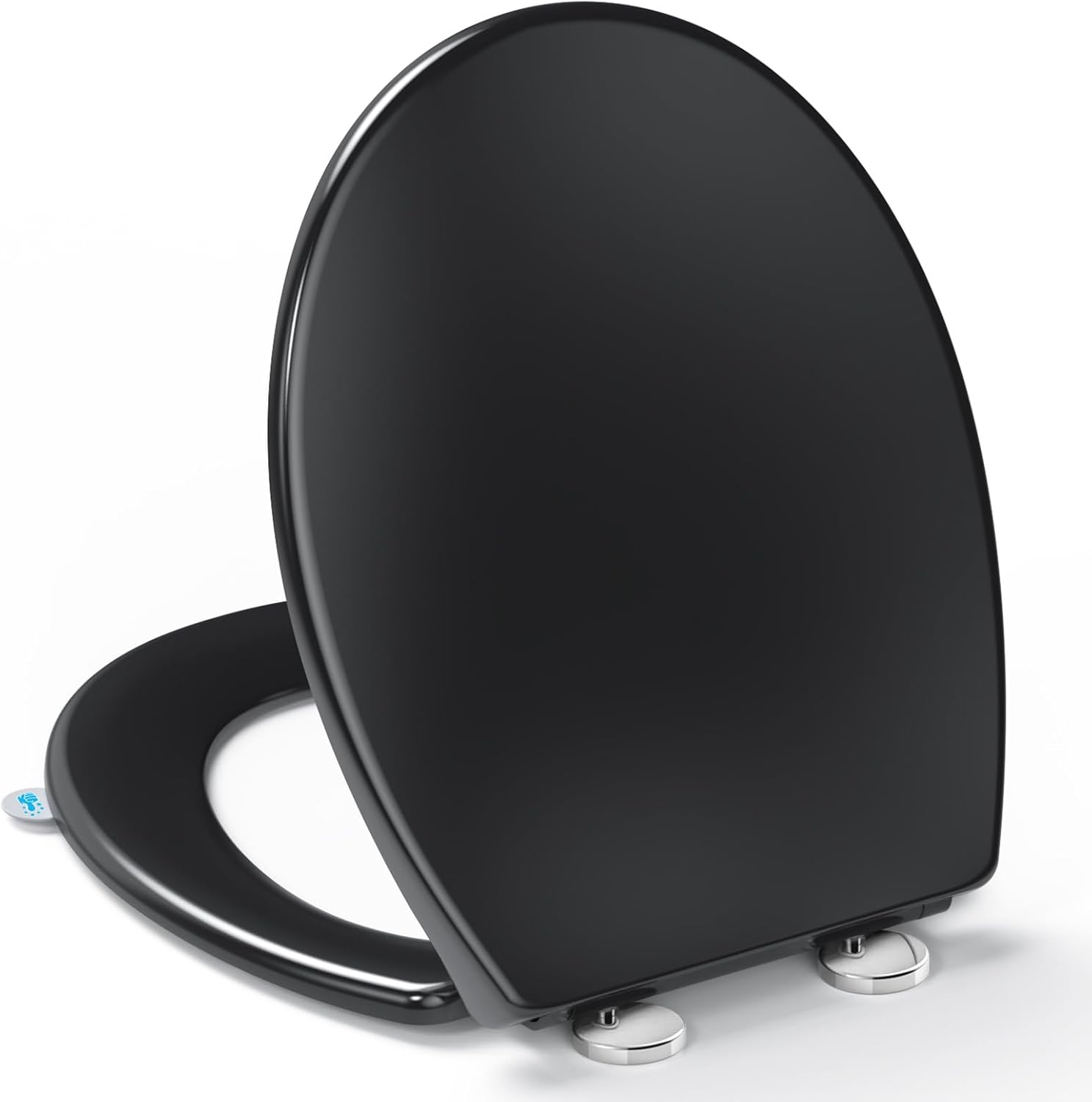 YEAUPE PRO U2009B WC Sitz Mit Absenkautomatik D-Form Schwarz Toilet Seat with Soft-Close Mechanism, D-Shape, Black D, 42.5 X 36.3 X 4.9 Cm